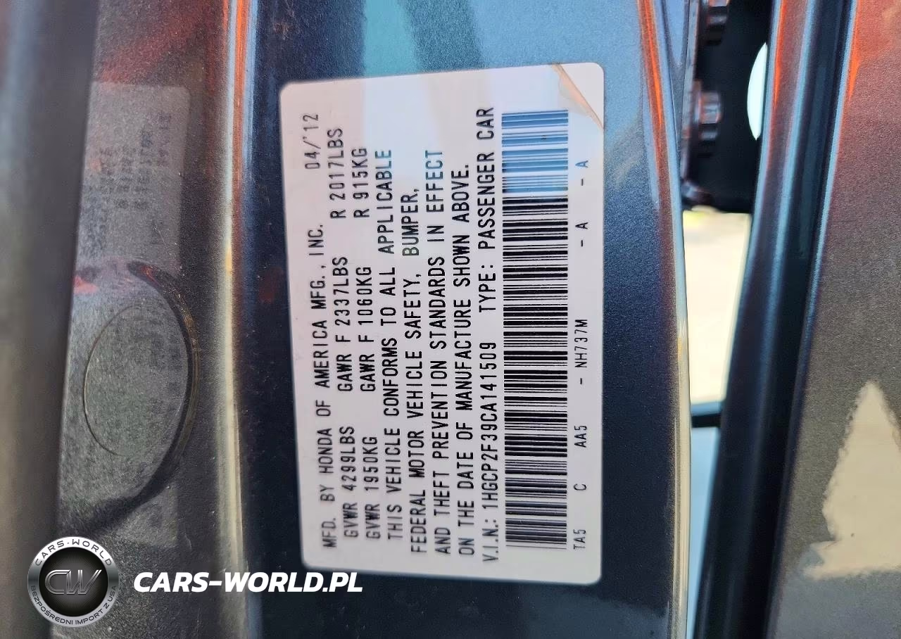 2012 Honda Accord Lx VIN:1HGCP2F39CA141509 - 12