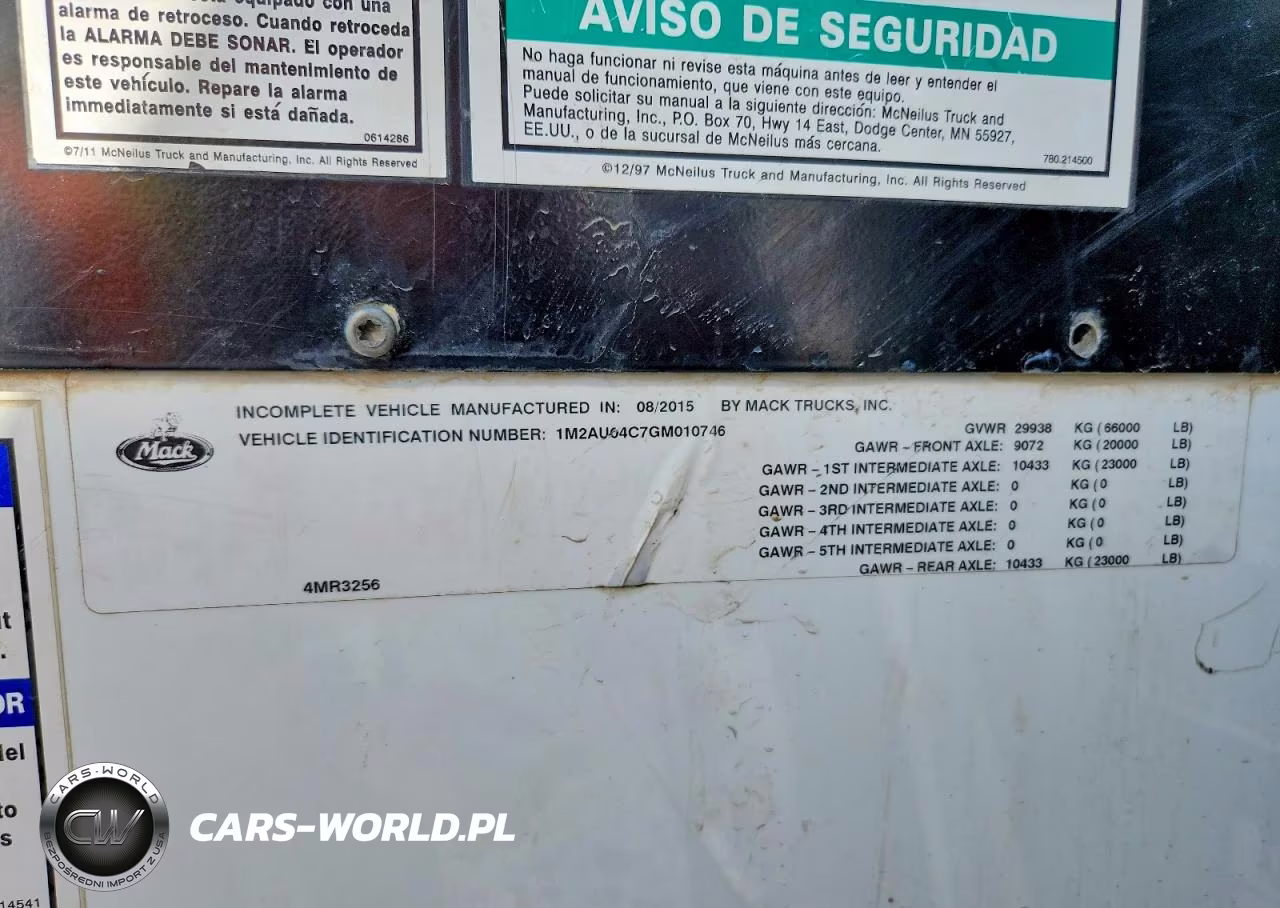 2016 Mack Leu600 Refuse Truck VIN:1M2AU04C7GM010746 - 10