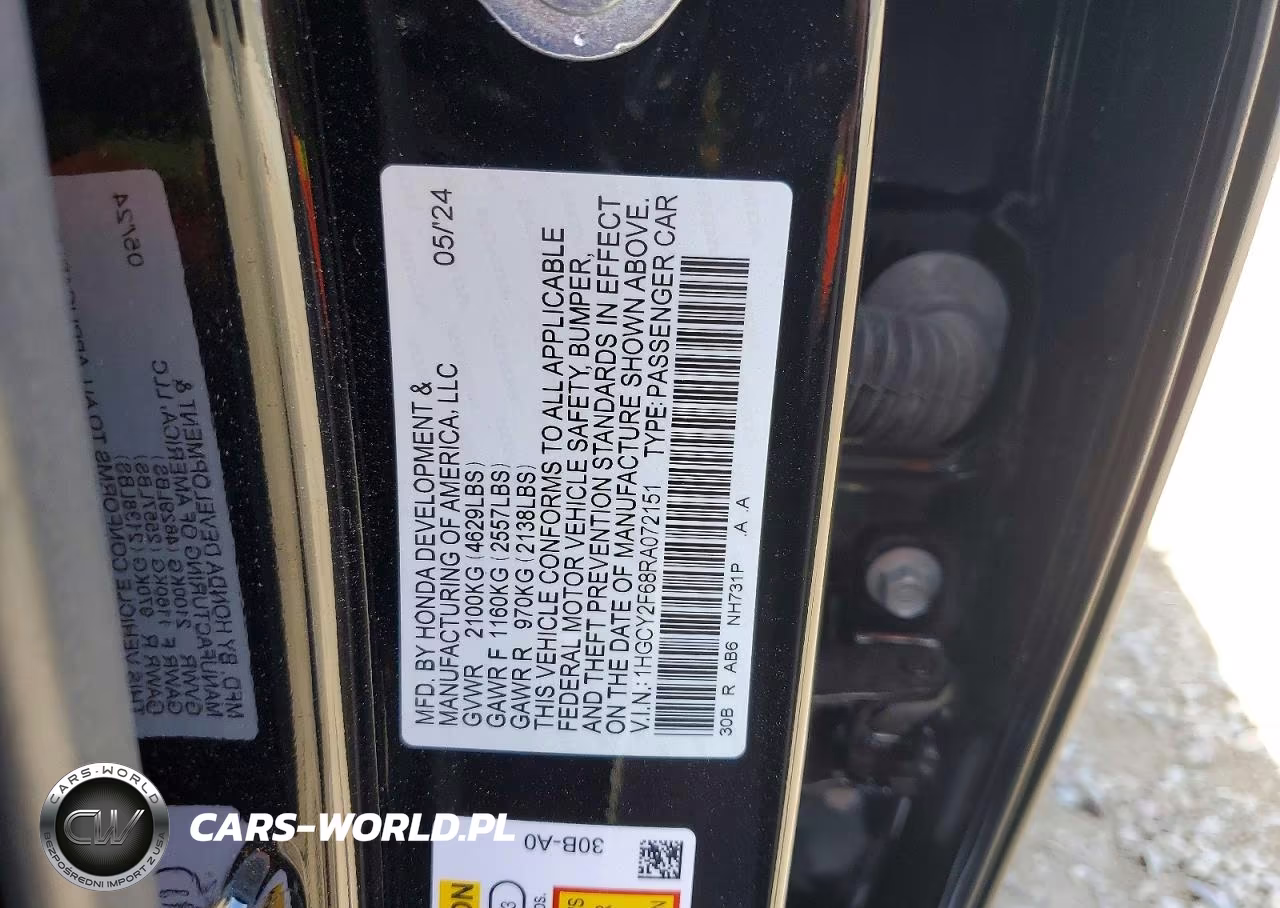 2024 Honda Accord Hybrid Exl VIN:1HGCY2F68RA072151 - 12