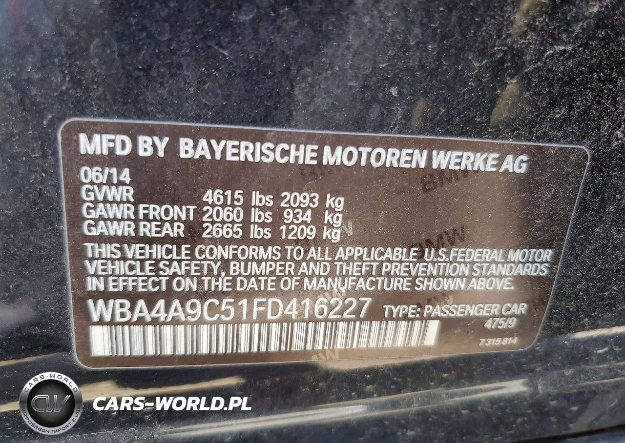 2015 BMW 428 I Gran Coupe Sulev VIN:WBA4A9C51FD416227 - 12