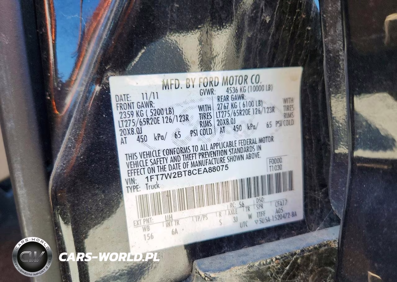 2012 Ford F250 Super Duty VIN:1FT7W2BT8CEA88075 - 12