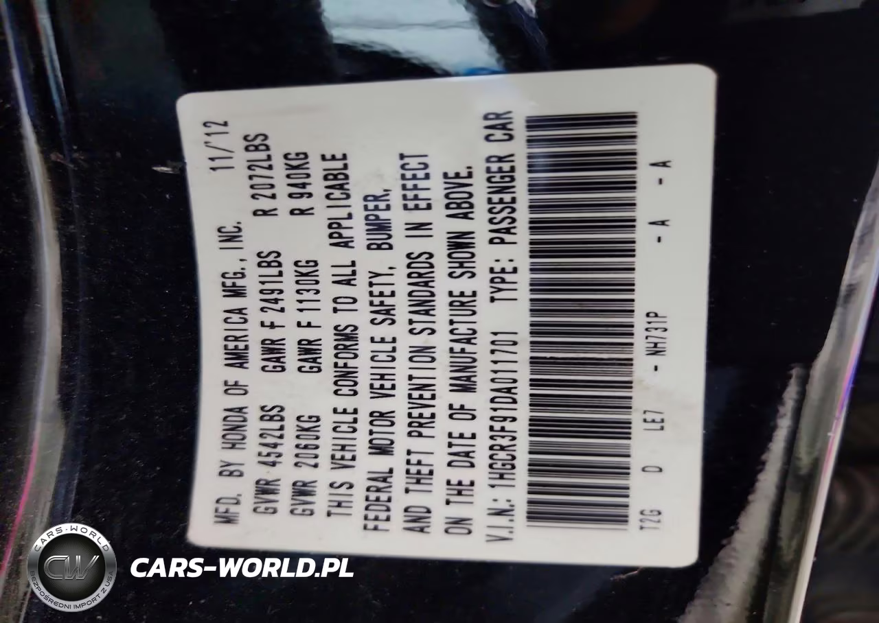 2013 Honda Accord Touring VIN:1HGCR3F91DA011701 - 12