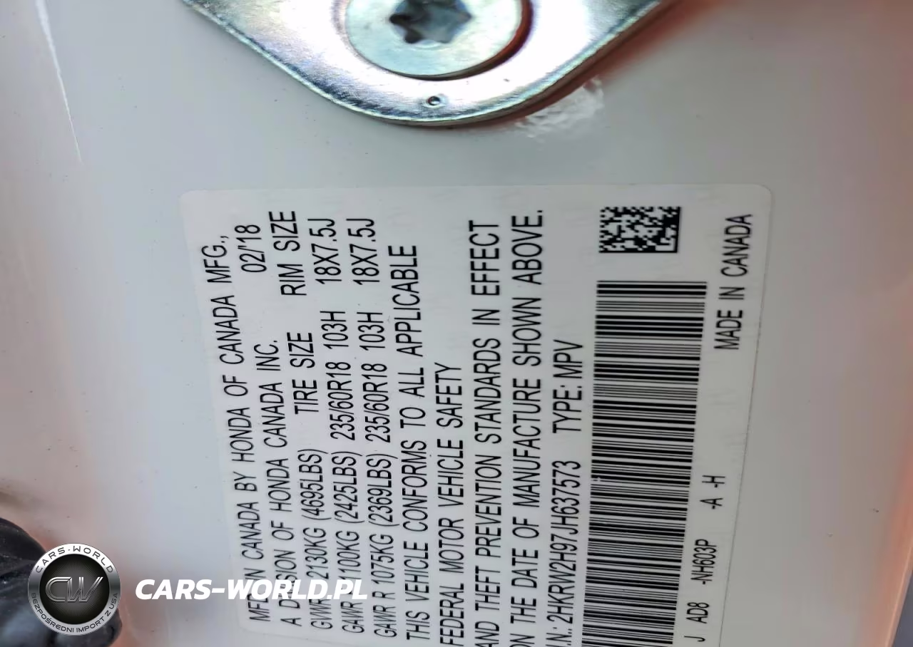 2018 Honda Cr-V Touring VIN:2HKRW2H97JH637573 - 13