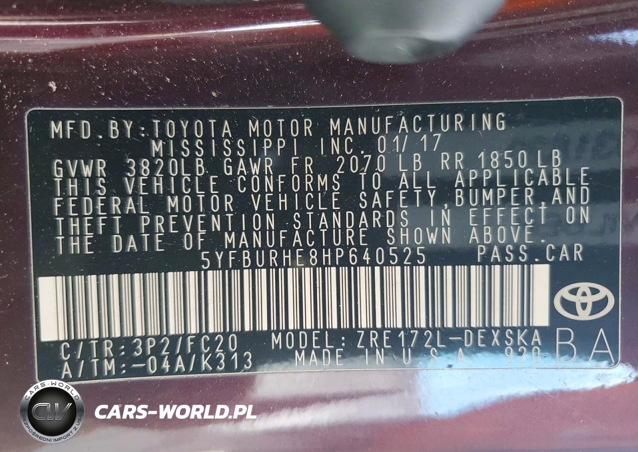 2017 Toyota Corolla 50Th Anniversary Special Editi VIN:5YFBURHE8HP640525 - 12
