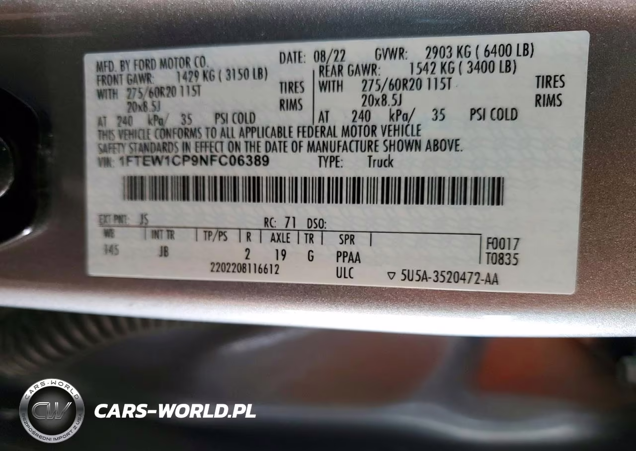 2022 Ford F150 Supercrew VIN:1FTEW1CP9NFC06389 - 12