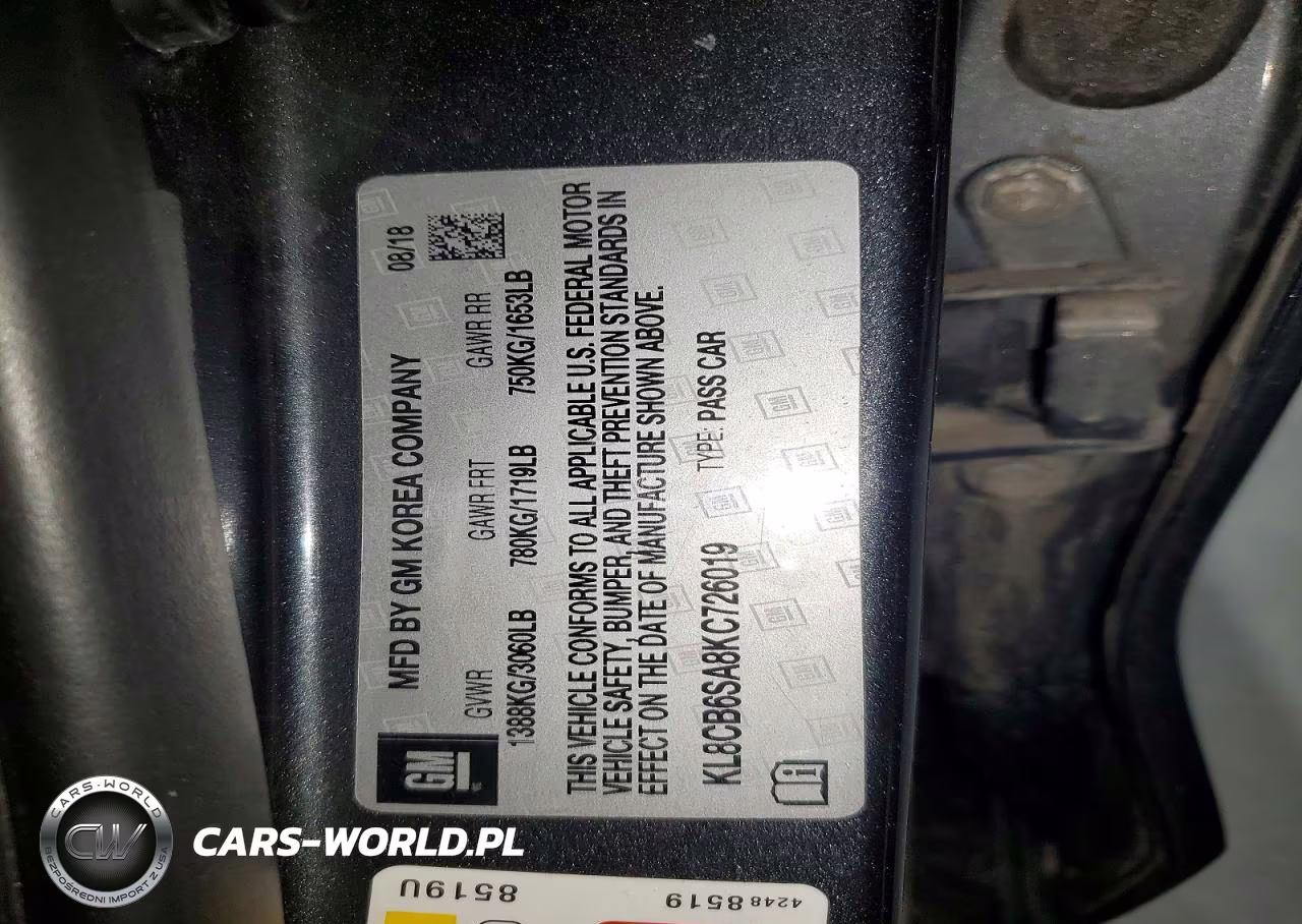 2019 Chevrolet Spark Ls VIN:KL8CB6SA8KC726019 - 12