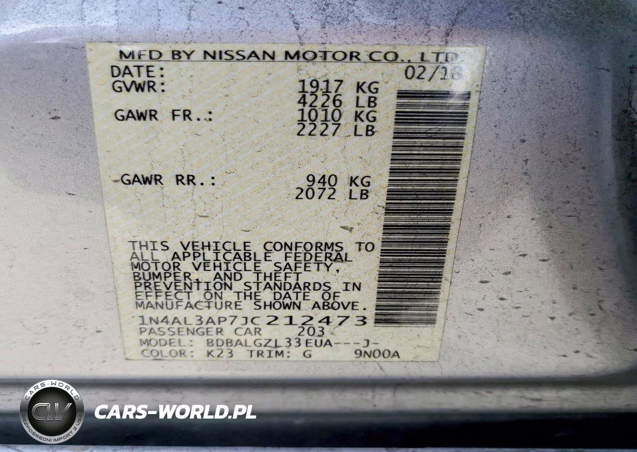 2018 Nissan Altima 2.5 S VIN:1N4AL3AP7JC212473 - 12
