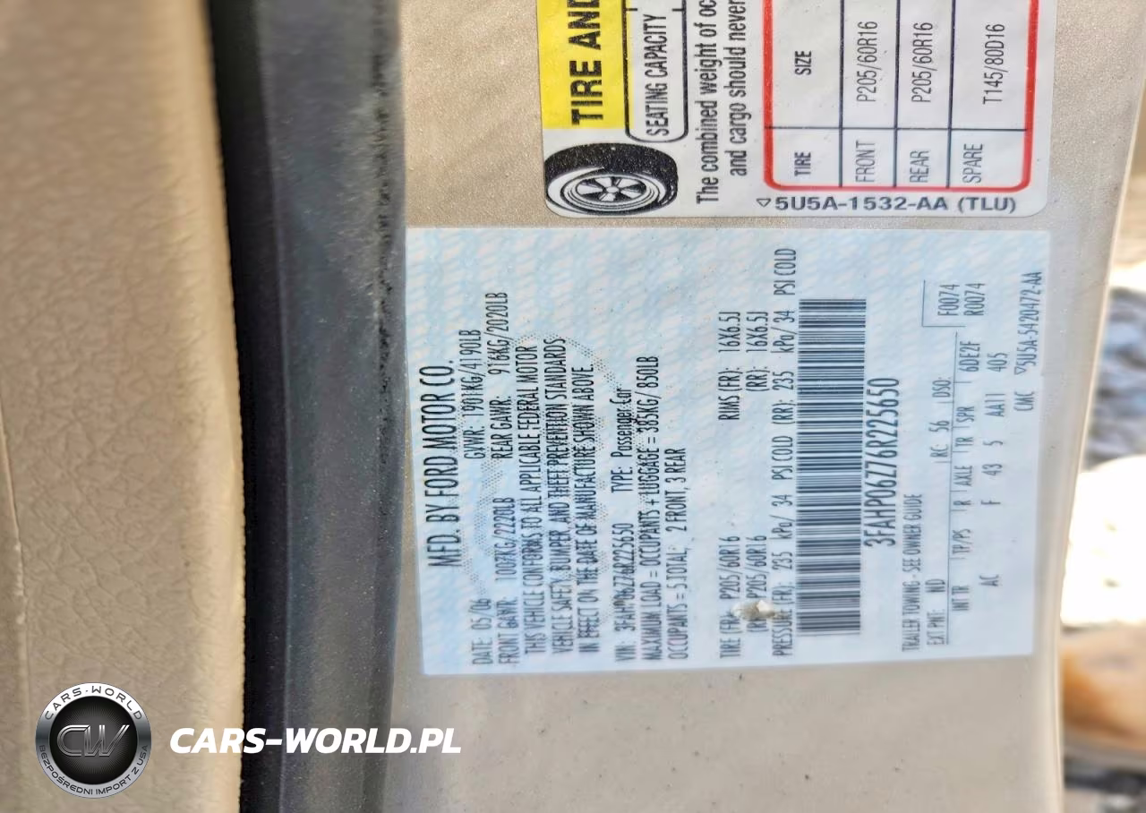 2006 Ford Fusion S VIN:3FAHP06Z76R225650 - 12