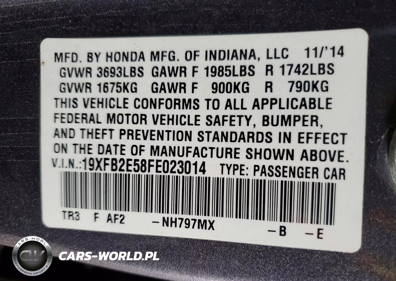 2015 Honda Civic Lx VIN:19XFB2E58FE023014 - 12