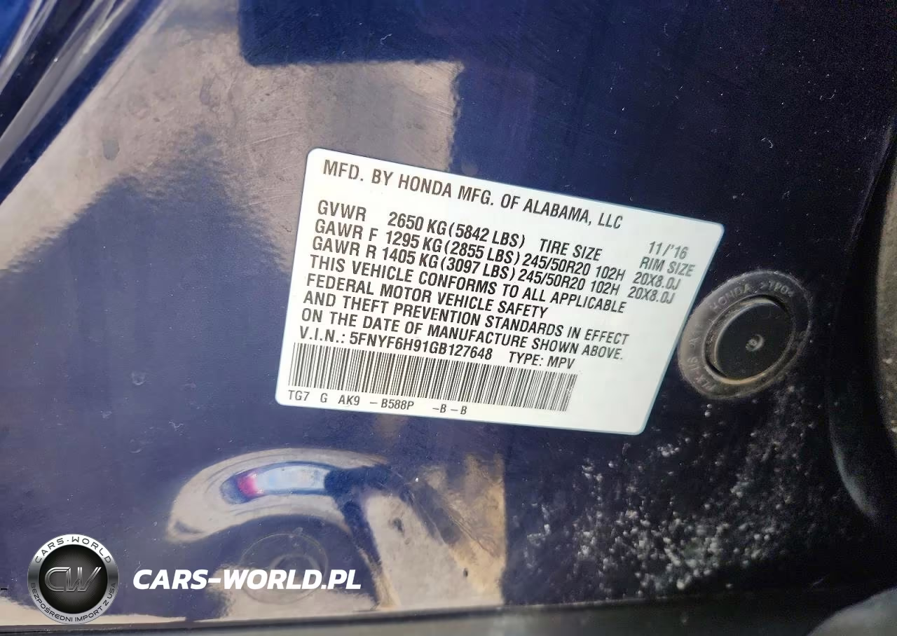 2016 Honda Pilot Touring VIN:5FNYF6H91GB127648 - 13