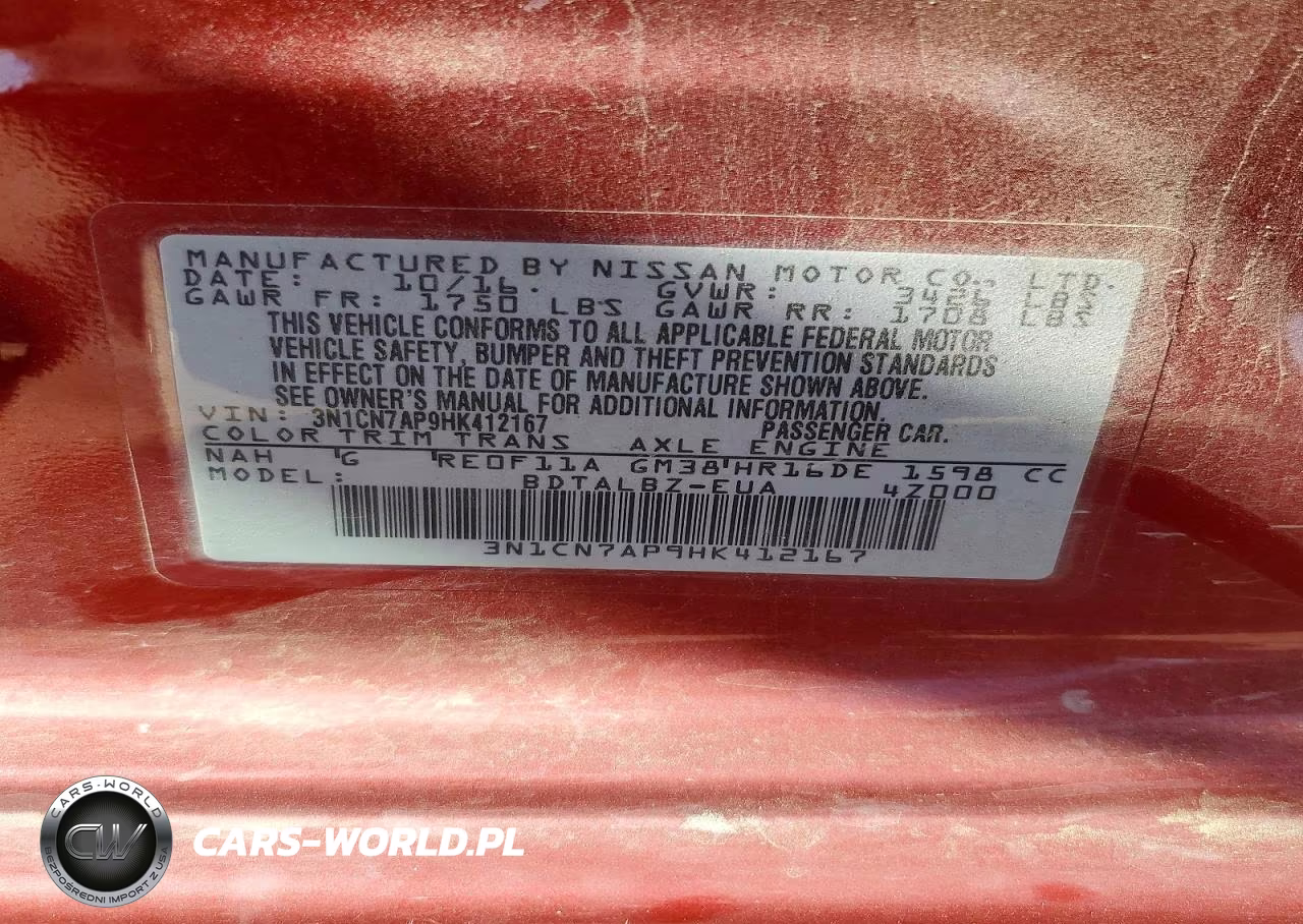 2017 Nissan Versa 1.6 Sv VIN:3N1CN7AP9HK412167 - 12