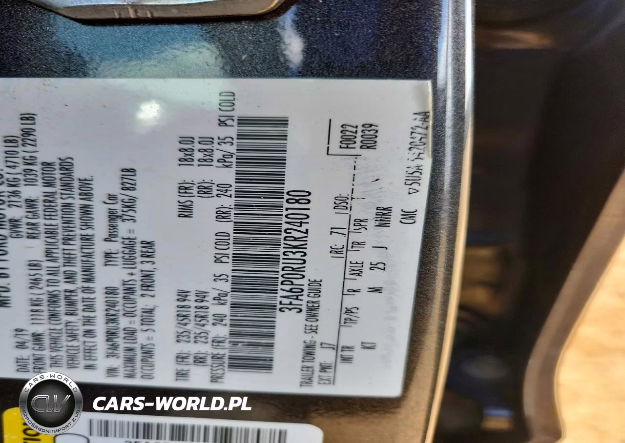 2019 Ford Fusion Titanium VIN:3FA6P0RU3KR240180 - 12