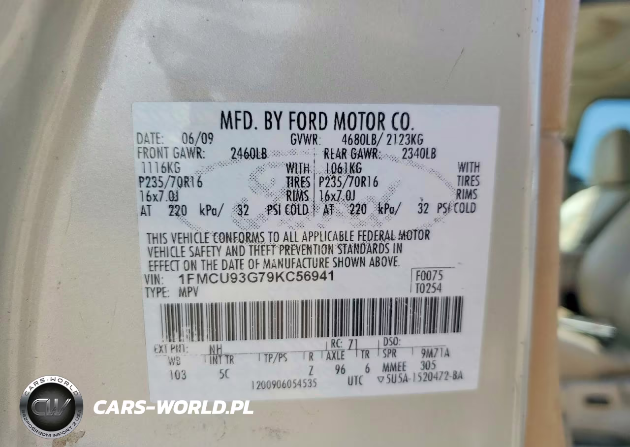 2009 Ford Escape Xlt VIN:1FMCU93G79KC56941 - 12