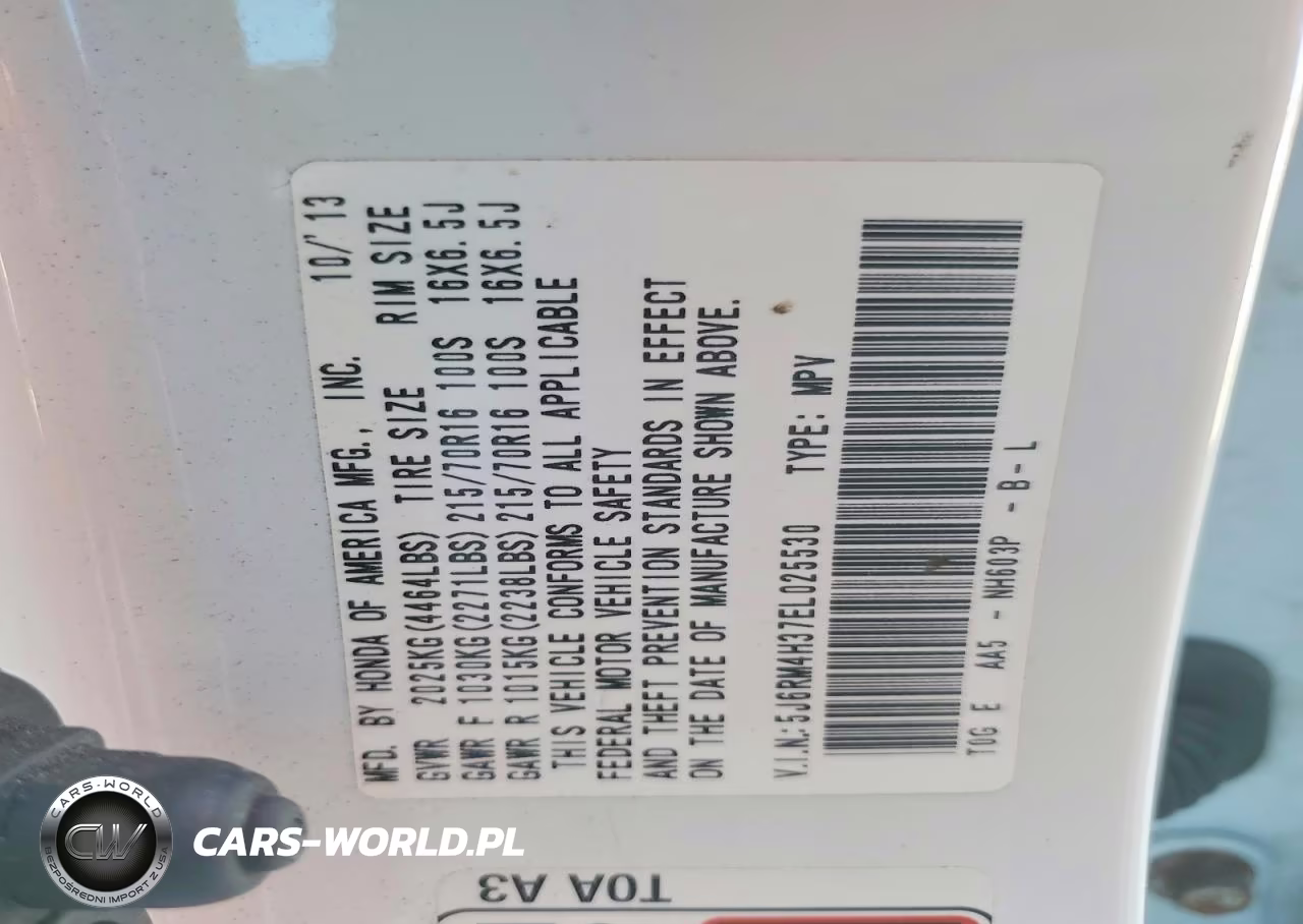 2014 Honda Cr-V Lx VIN:5J6RM4H37EL025530 - 13