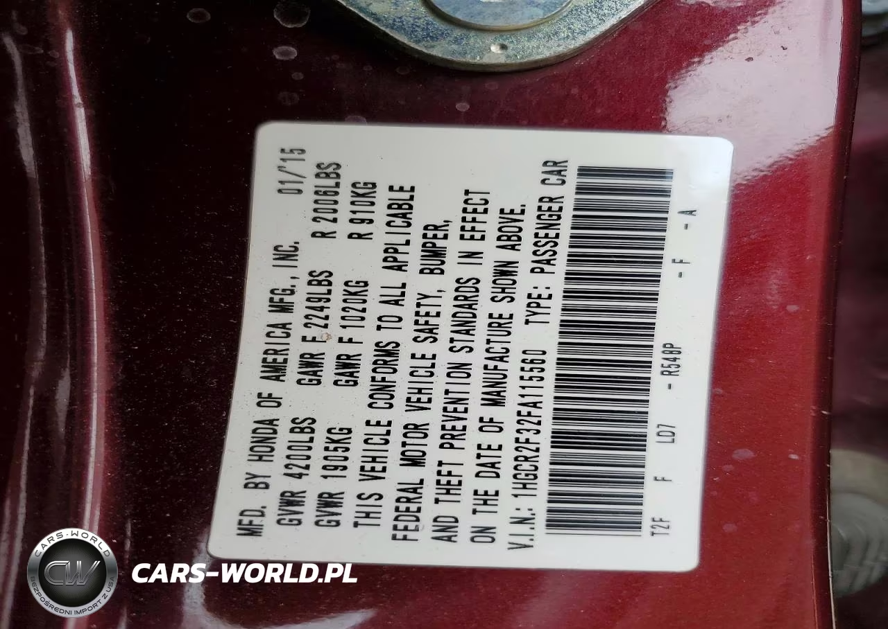 2015 Honda Accord Lx VIN:1HGCR2F32FA115560 - 12