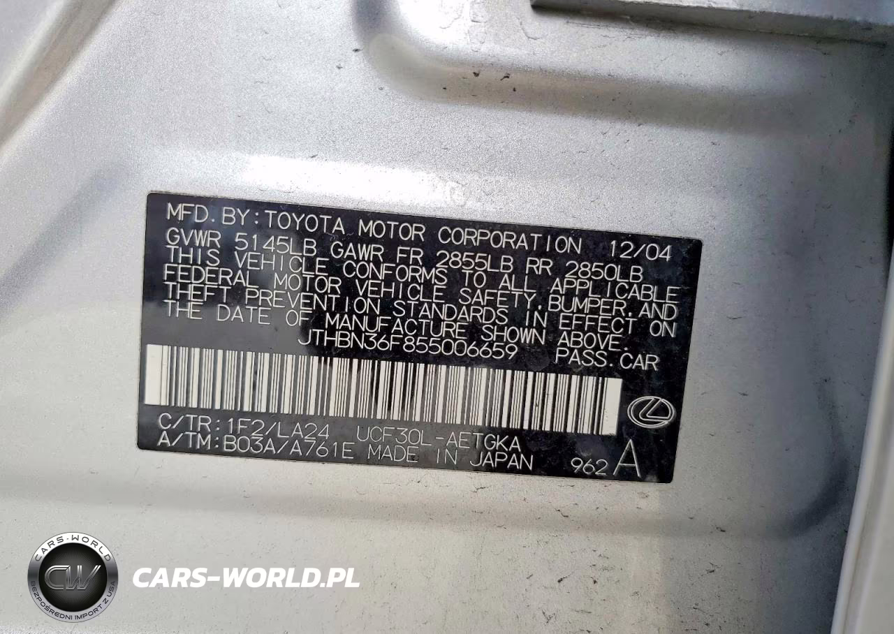 2005 Lexus Ls 430 VIN:JTHBN36F855006659 - 12