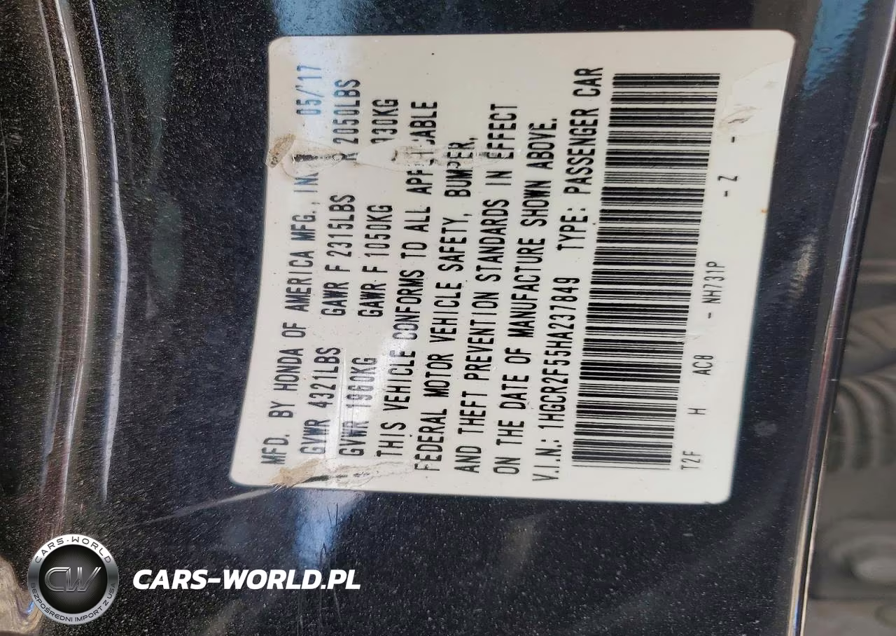 2017 Honda Accord Sport VIN:1HGCR2F55HA237849 - 12