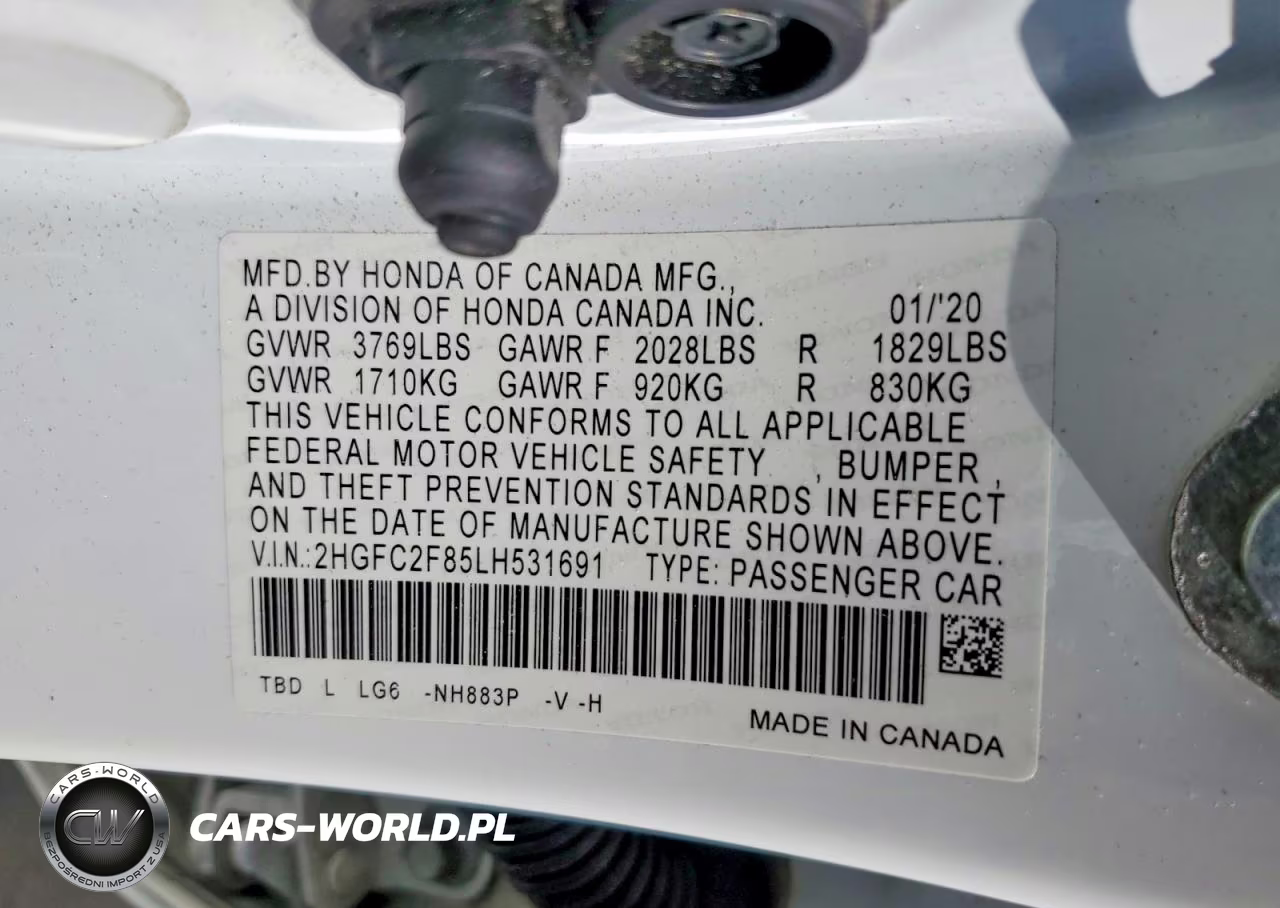 2020 Honda Civic Sport VIN:2HGFC2F85LH531691 - 13