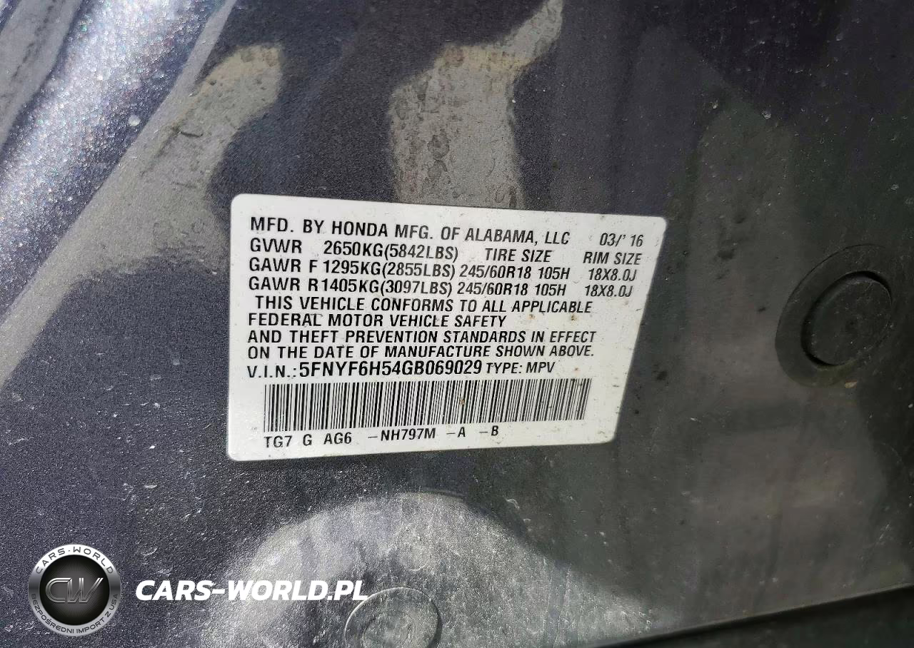 2016 Honda Pilot Exl VIN:5FNYF6H54GB069029 - 12