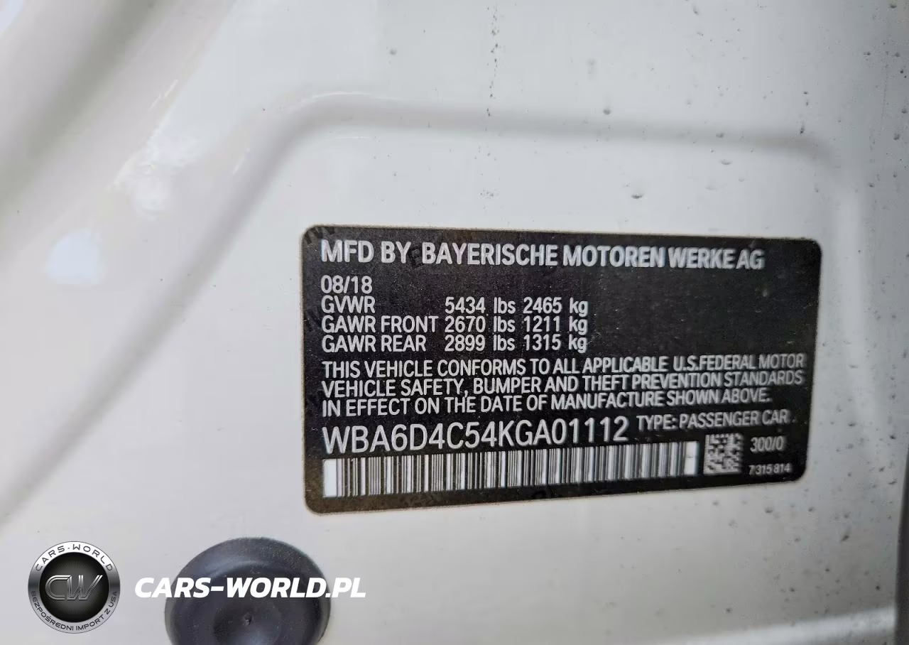 2019 BMW 650 I Gran Coupe VIN:WBA6D4C54KGA01112 - 14