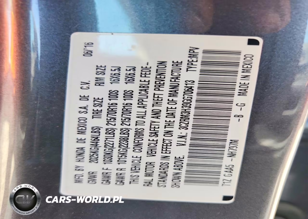 2016 Honda Cr-V Lx VIN:3CZRM3H39GG706413 - 13