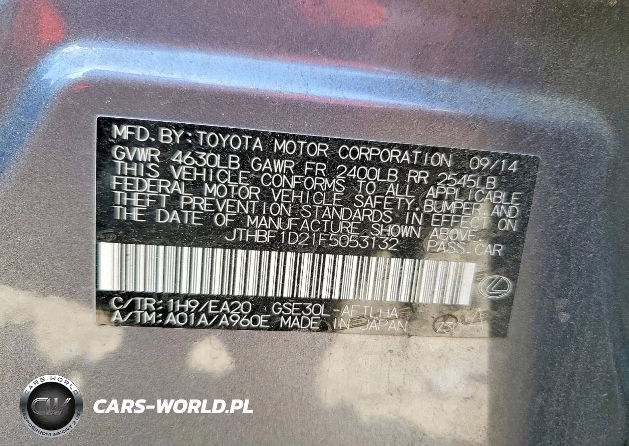 2015 Lexus Is 250 VIN:JTHBF1D21F5053132 - 12