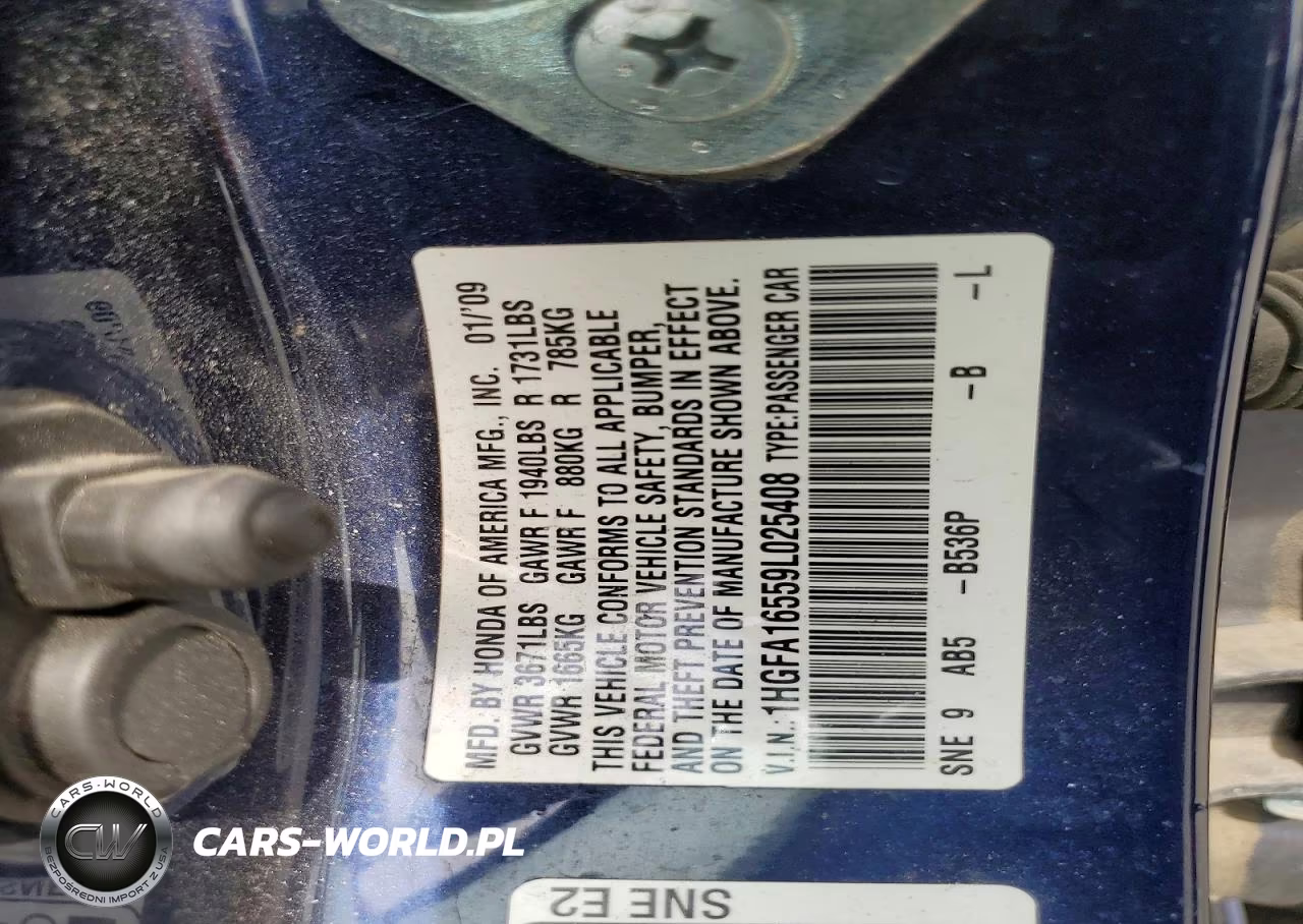 2009 Honda Civic Lx VIN:1HGFA16559L025408 - 12