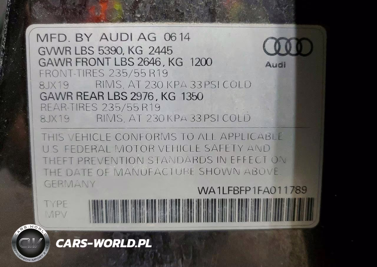 2015 Audi Q5 Premium Plus VIN:WA1LFBFP1FA011789 - 13