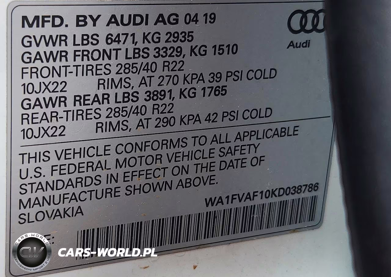 2019 Audi Q8 Prestige S-Line VIN:WA1FVAF10KD038786 - 14