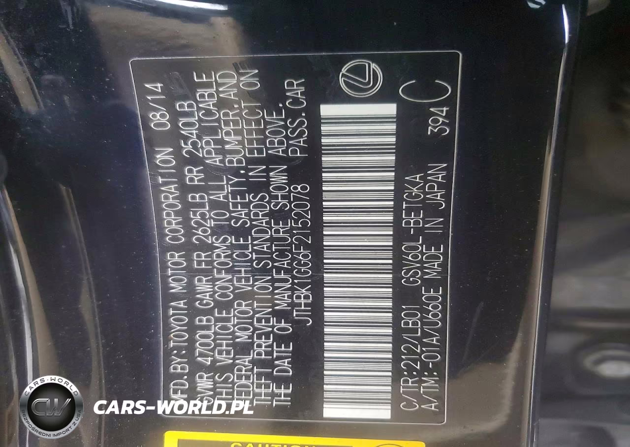 2015 Lexus Es 350 Base VIN:JTHBK1GG6F2152078 - 12