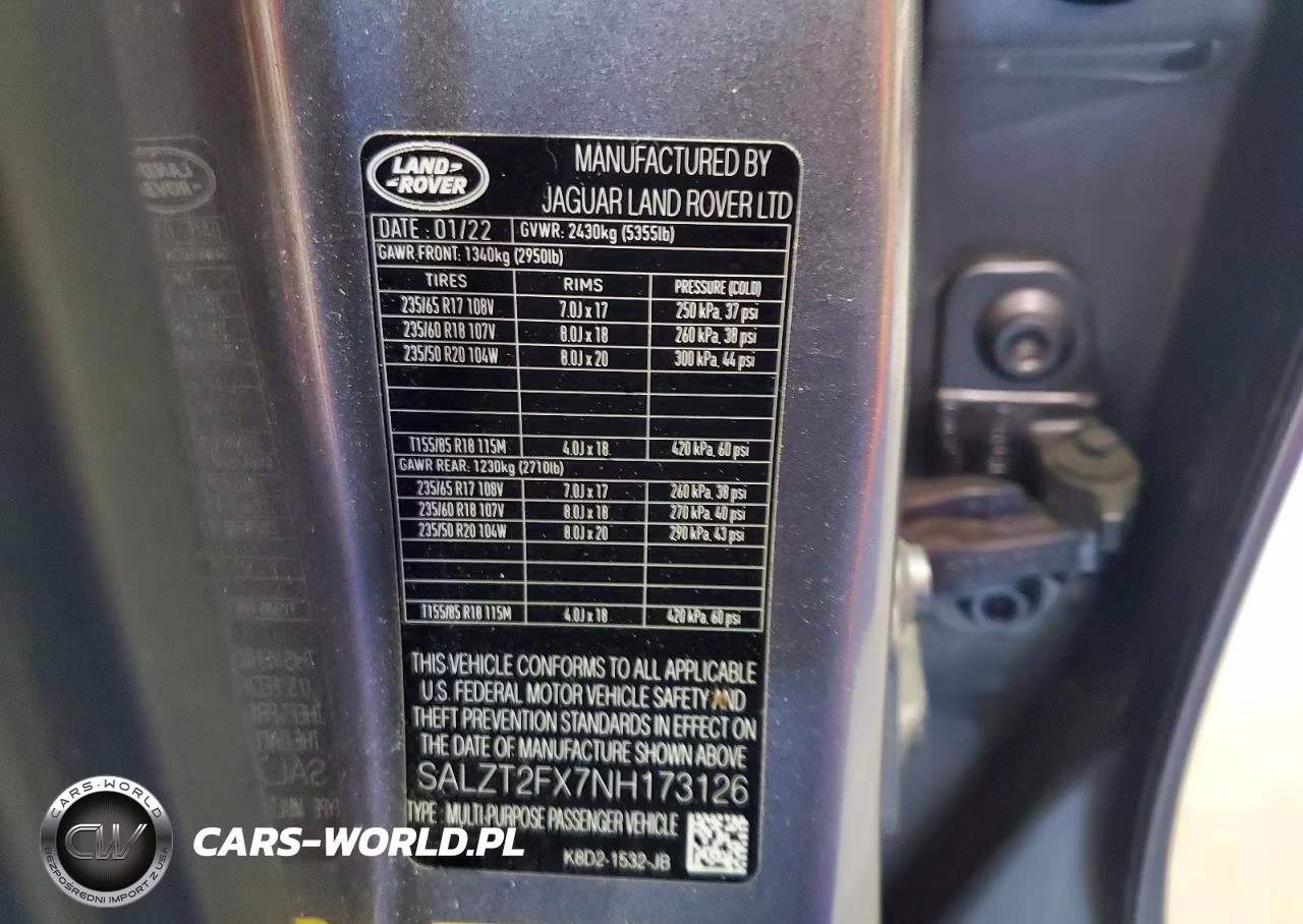 2022 Land Rover Range Rover Evoque R-Dynamic S VIN:SALZT2FX7NH173126 - 13
