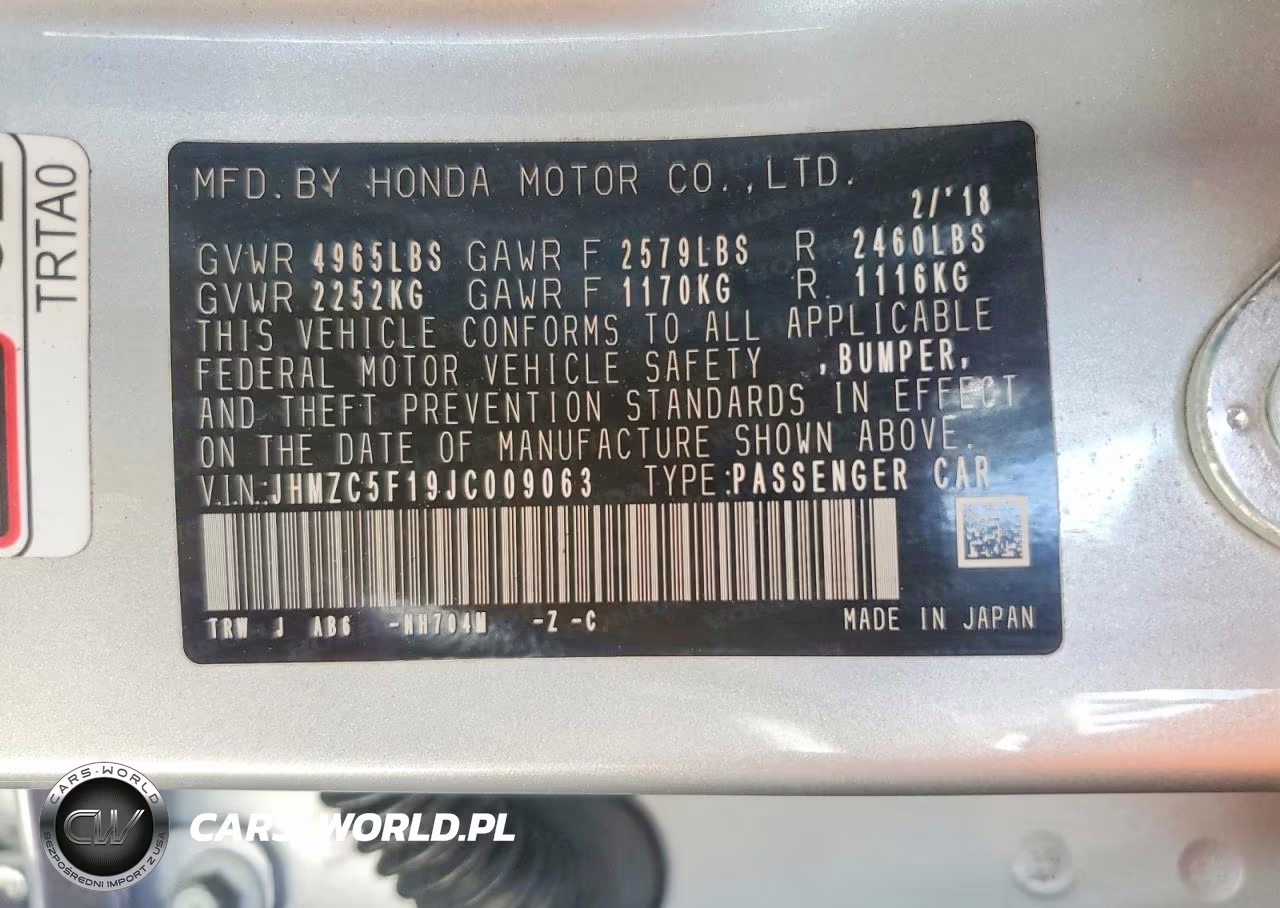 2018 Honda Clarity VIN:JHMZC5F19JC009063 - 13