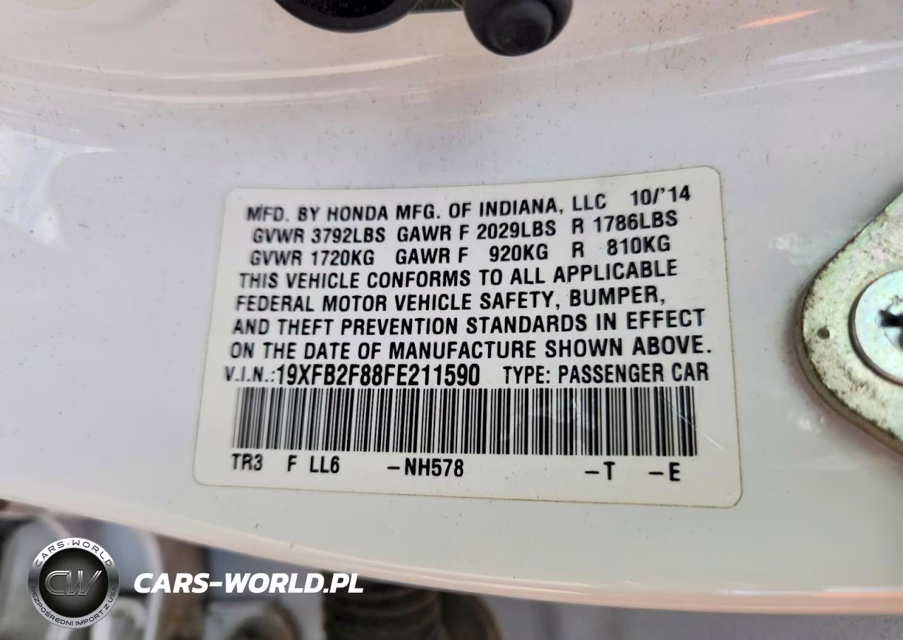 2015 Honda Civic Ex VIN:19XFB2F88FE211590 - 12