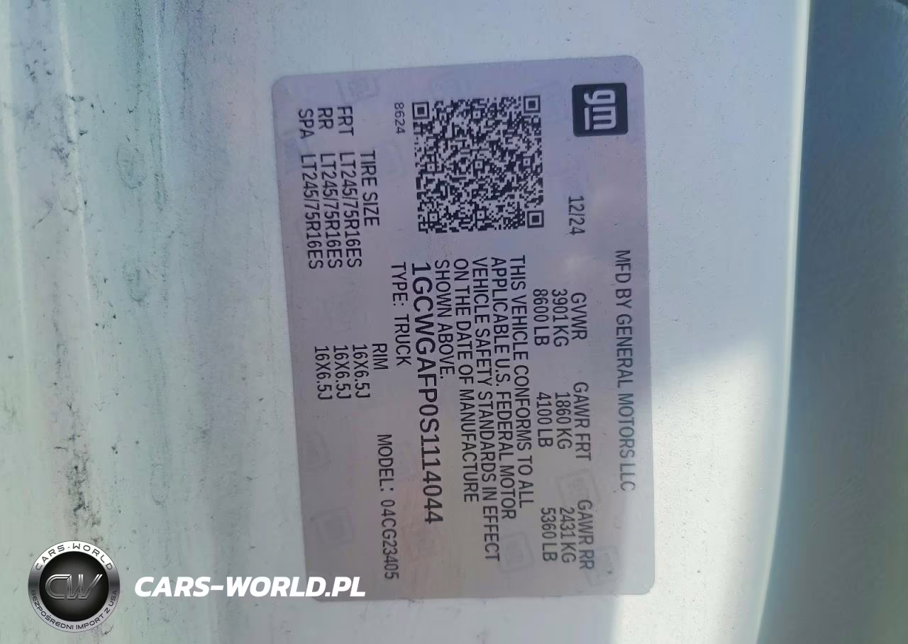 2025 Chevrolet Express G2500 VIN:1GCWGAFP0S1114044 - 13