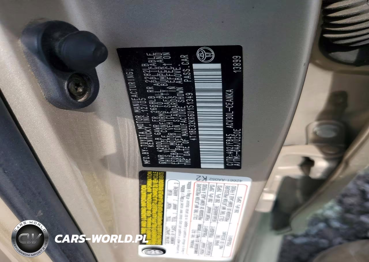 2006 Toyota Camry Le VIN:4T1BE32K66U151349 - 12