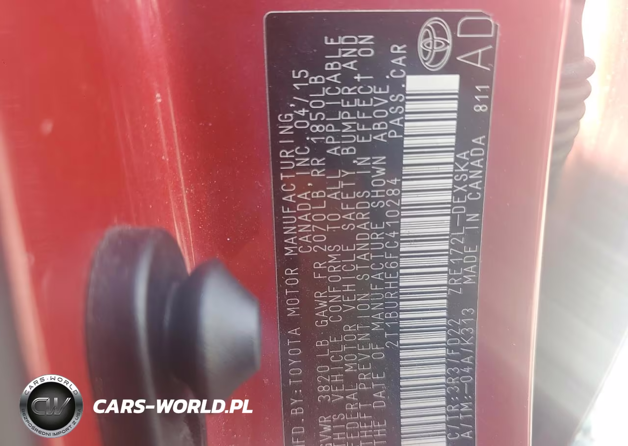 2015 Toyota Corolla S VIN:2T1BURHE6FC410284 - 12