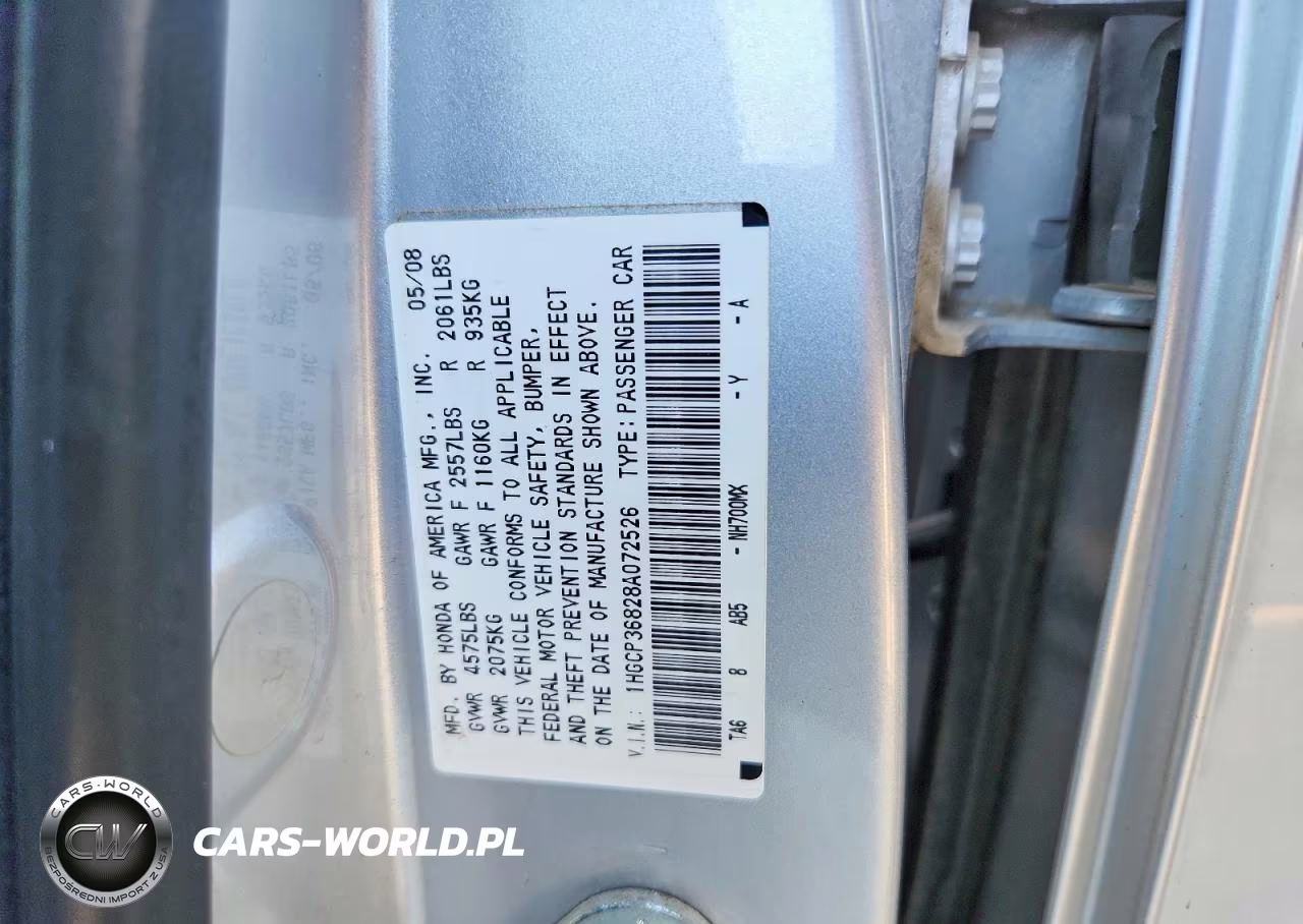 2008 Honda Accord Exl VIN:1HGCP36828A072526 - 12