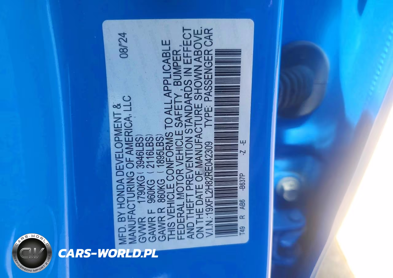 2024 Honda Civic Sport VIN:19XFL2H82RE042309 - 12
