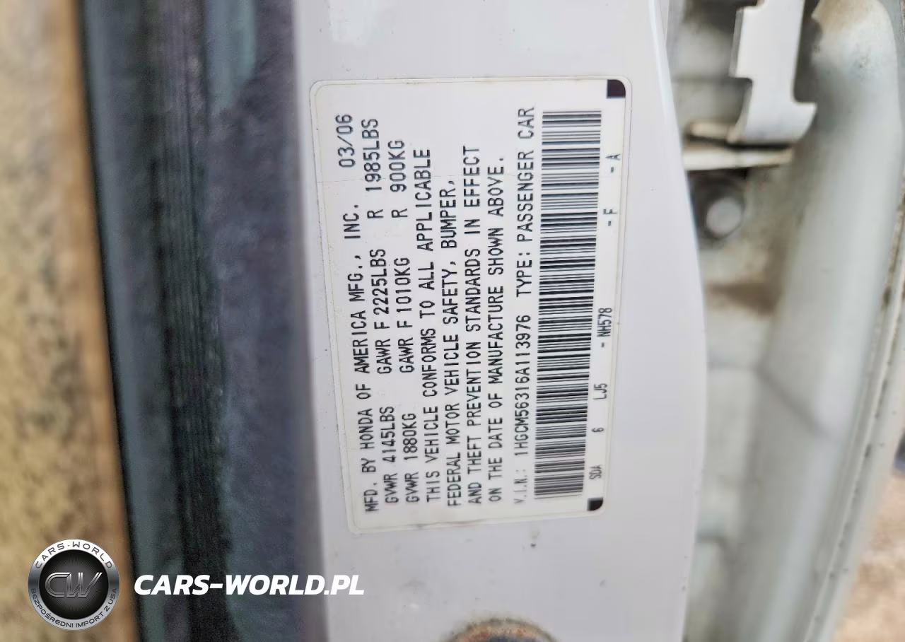 2006 Honda Accord Se VIN:1HGCM56316A113976 - 12