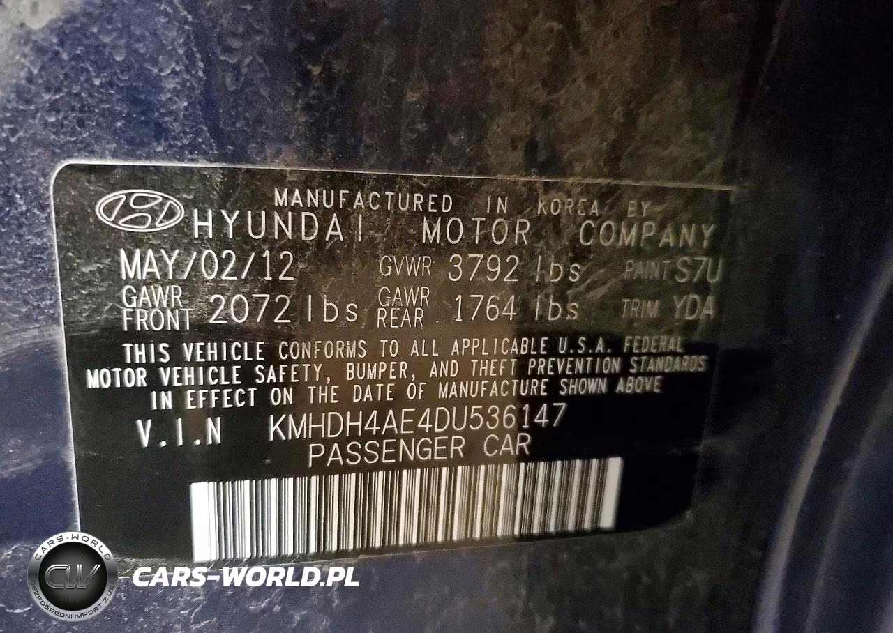 2013 Hyundai Elantra Gls VIN:KMHDH4AE4DU536147 - 12