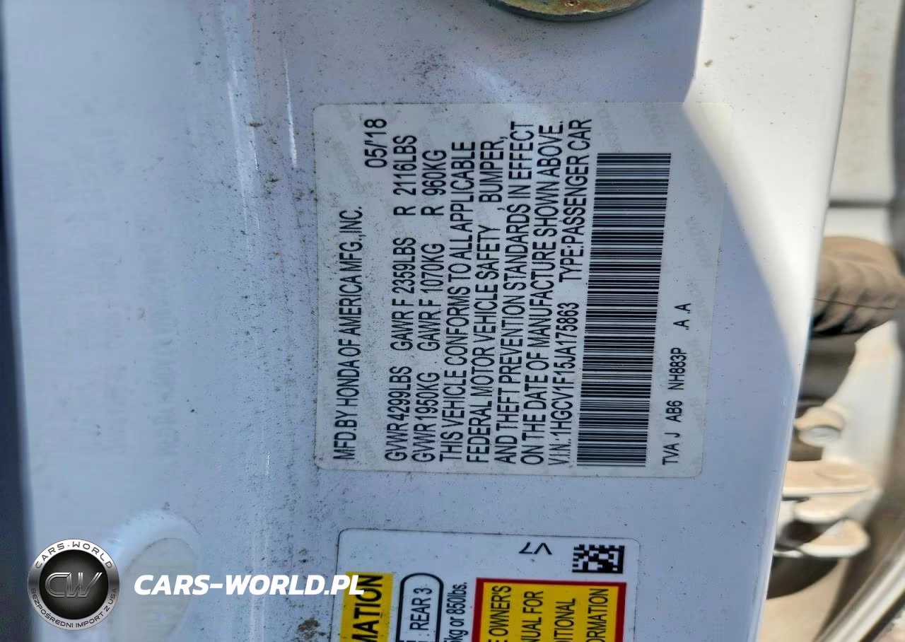 2018 Honda Accord Lx VIN:1HGCV1F15JA175863 - 12