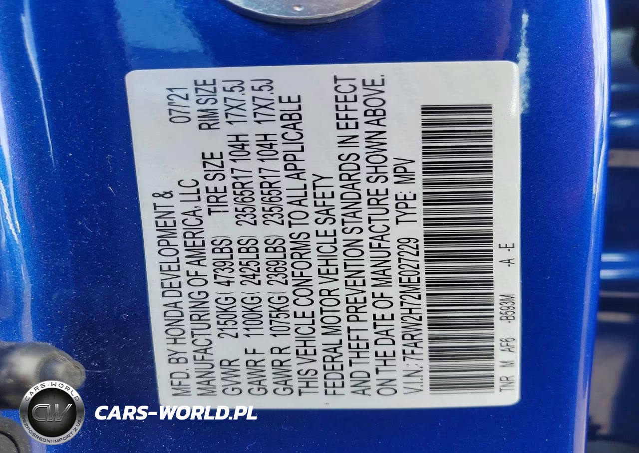 2021 Honda Cr-V Se VIN:7FARW2H72ME027229 - 13