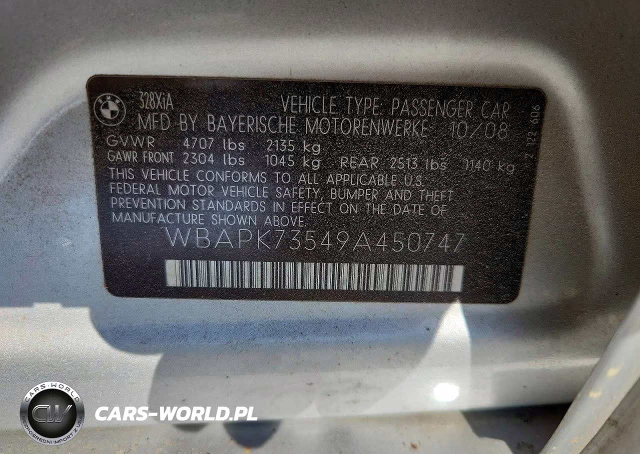 2009 BMW 328 Xi VIN:WBAPK73549A450747 - 12