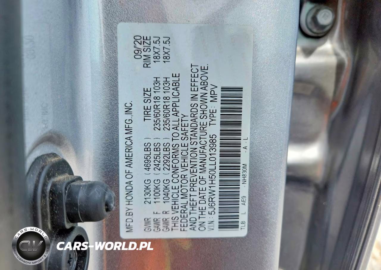 2020 Honda Cr-V Ex VIN:5J6RW1H50LL013985 - 13