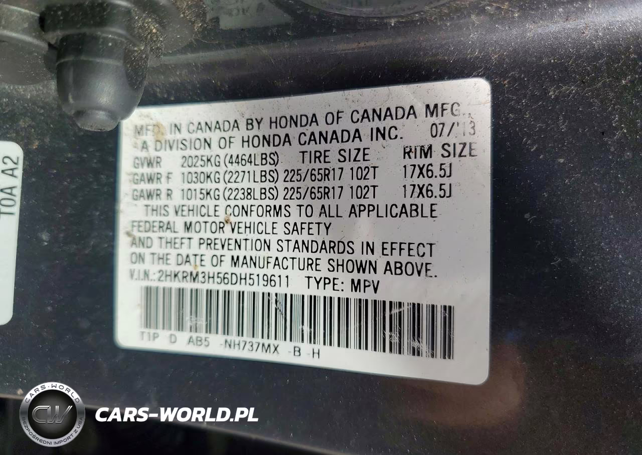 2013 Honda Cr-V Ex VIN:2HKRM3H56DH519611 - 14