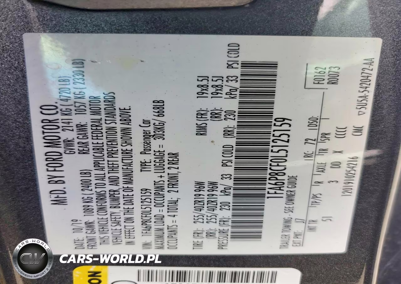 2020 Ford Mustang Gt VIN:1FA6P8CF0L5125159 - 12
