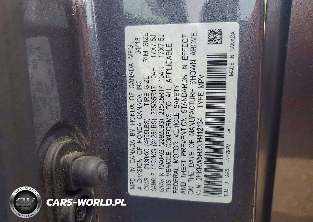 2018 Honda Cr-V Lx VIN:2HKRW5H30JH412134 - 13