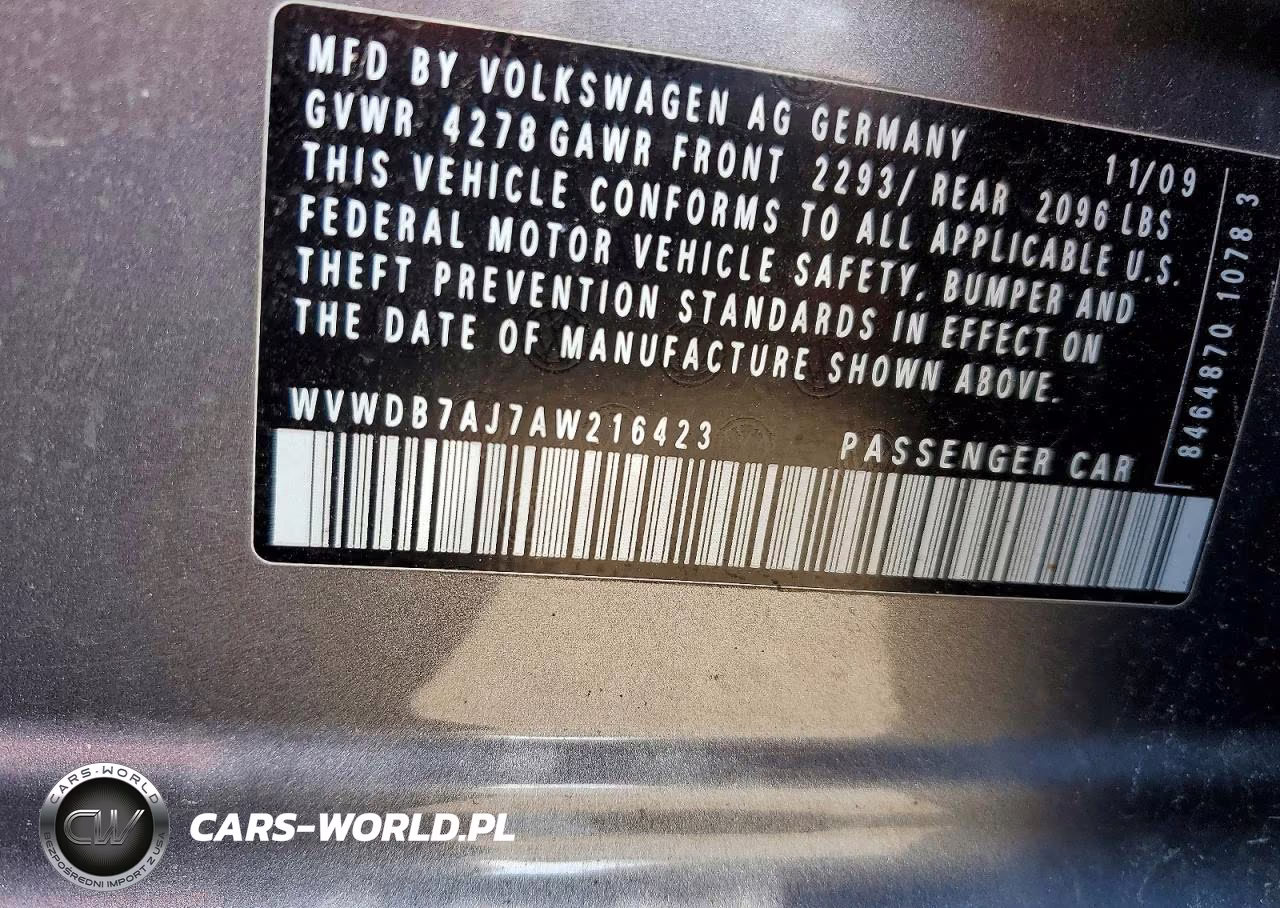 2010 Volkswagen Golf VIN:WVWDB7AJ7AW216423 - 13