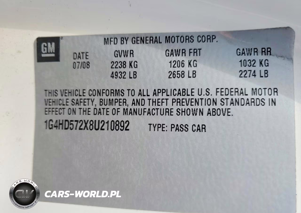 2008 Buick Lucerne Cx VIN:1G4HD572X8U210892 - 12