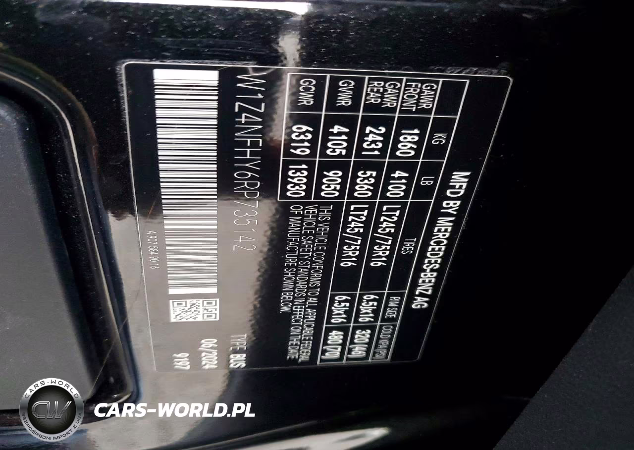 2024 Mercedes Benz Sprinter 2500 VIN:W1Z4NFHY6RP735142 - 13